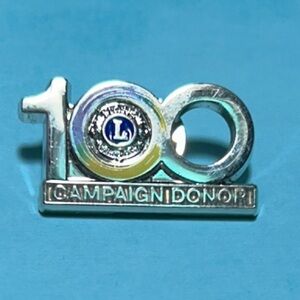 Lions Club, silver tone 100 Campaign Donor Pin